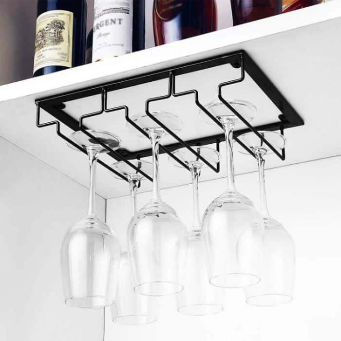 Upside Down Hanging Wine Cup Holder Cabinet Goblet Bracket Hanging Wine Glass Holder, 3 Slots, 4 Slots, 5 Slots – Bild 9