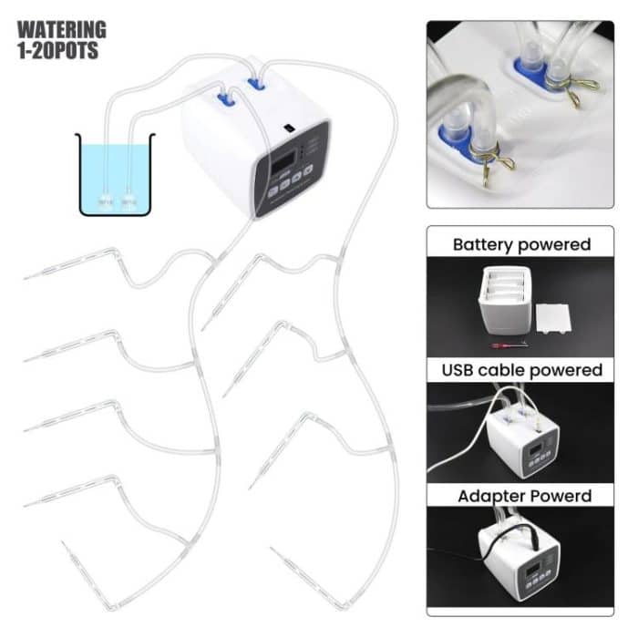 Smart Dual Pump Automatic Watering System 20 Drip Emitters Kit For Garden Plants - Battery/Electric Powered, EU Plug, US Plug, UK Plug, AU Plug – Bild 4