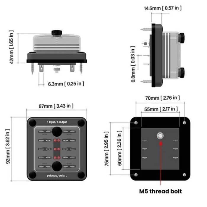6-Way Waterproof Fuse Box With LED Indicator And Sticker, ZH-1704A1 – Bild 6