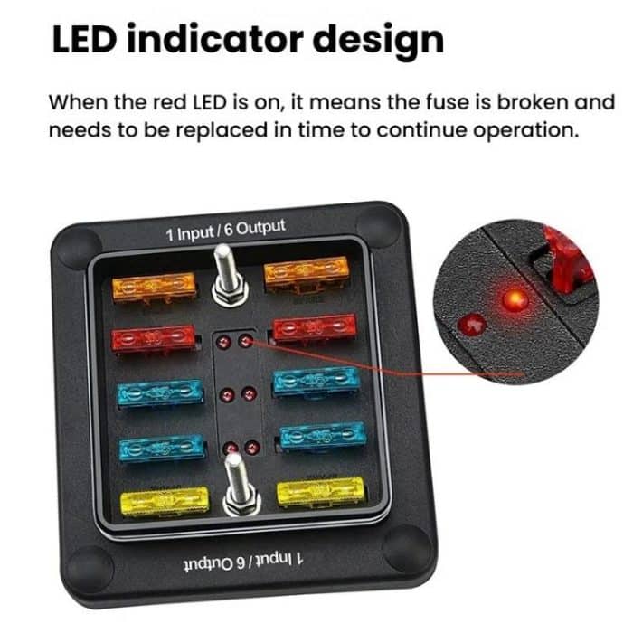 6-Way Waterproof Fuse Box With LED Indicator And Sticker, ZH-1704A1 – Bild 7