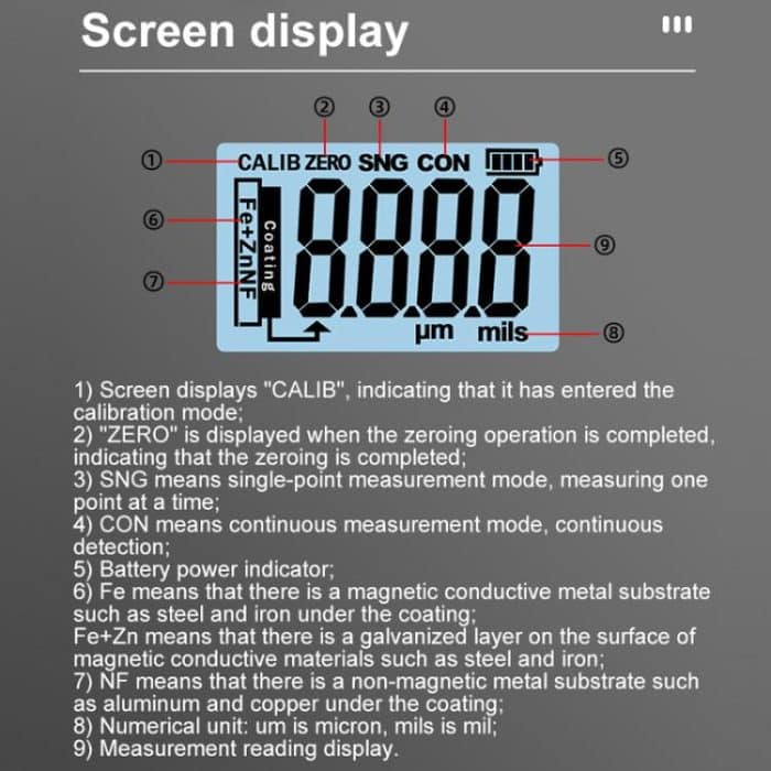 Mingzheng Iron Aluminum Zinc Three-Purpose Paint Film Coating Thickness Gauge – Bild 10