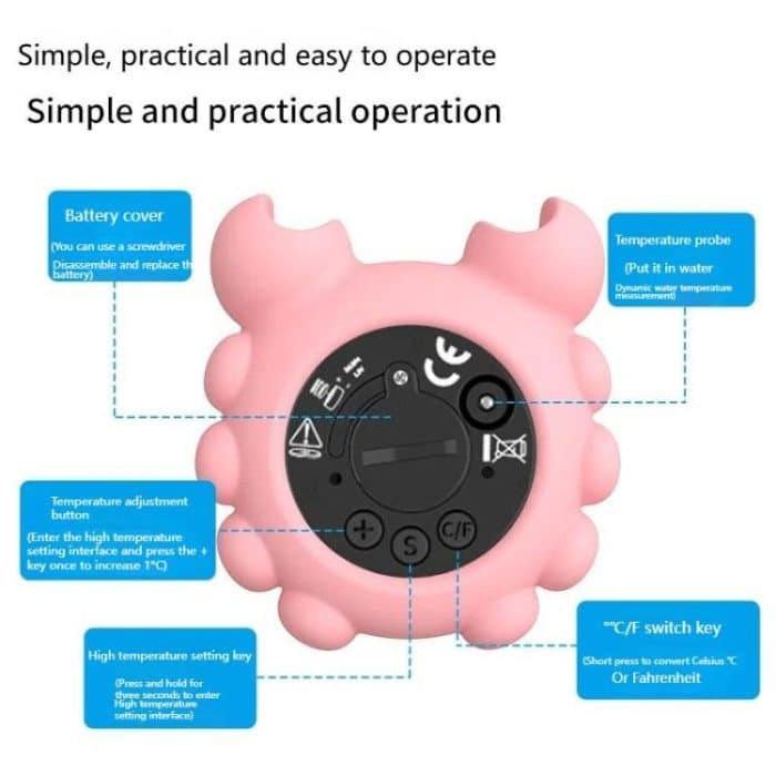 Crab Shape Digital Thermometer Baby Bath Water Thermometer, White LCD, Black LED – Bild 4