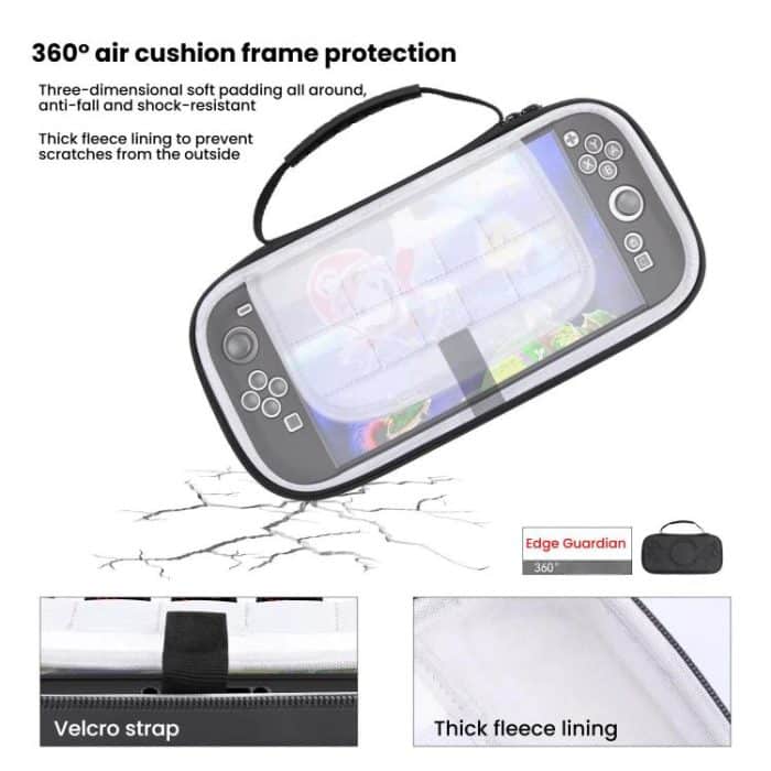 For Nintendo Switch 2 Storage Bag Portable O-Pattern Handbag, O-Pattern PU Black, O-Pattern Fabric Gray – Bild 3