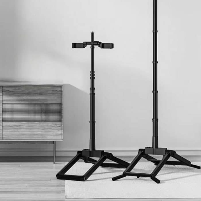 Adjustable 55-Inch Quadpod Live Streaming Phone Stand Foldable Tripod With Dual Phone Clip & 1/4 Inch Screw, YY-2 – Bild 2