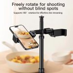 Adjustable 55-Inch Quadpod Live Streaming Phone Stand Foldable Tripod With Dual Phone Clip & 1/4 Inch Screw, YY-2 – Bild 3
