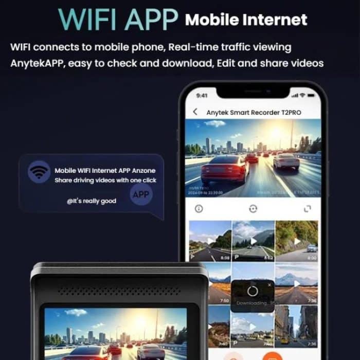 Anytek T2 PRO 3.0 Inch 2K HD Night Vision Recorder Hidden Car Camera Front And Rear Dual Recording, T2 PRO – Bild 11