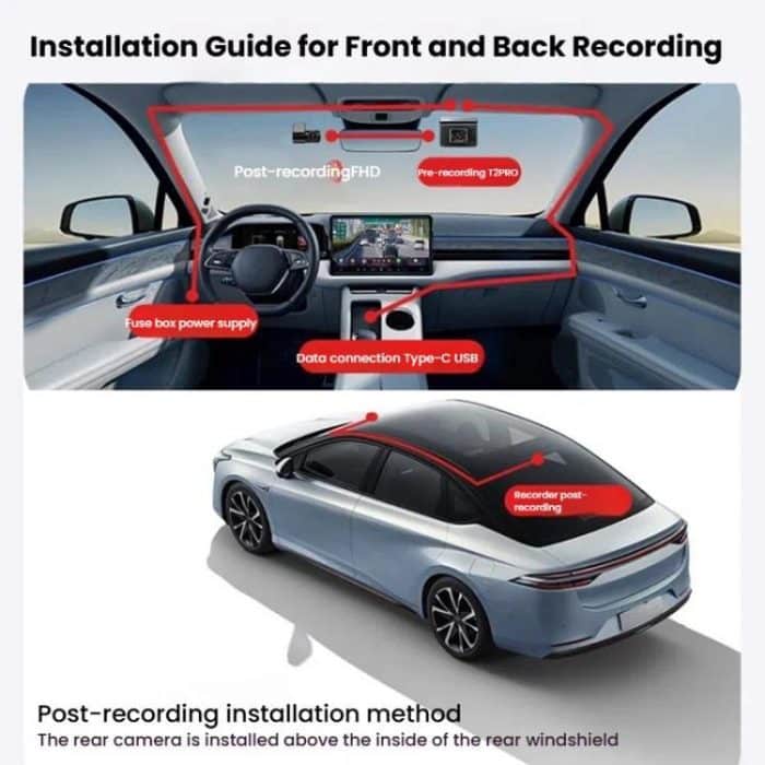 Anytek T2 PRO 3.0 Inch 2K HD Night Vision Recorder Hidden Car Camera Front And Rear Dual Recording, T2 PRO – Bild 12