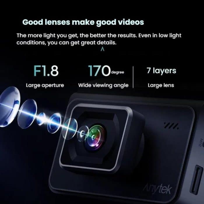 Anytek T2 PRO 3.0 Inch 2K HD Night Vision Recorder Hidden Car Camera Front And Rear Dual Recording, T2 PRO – Bild 4