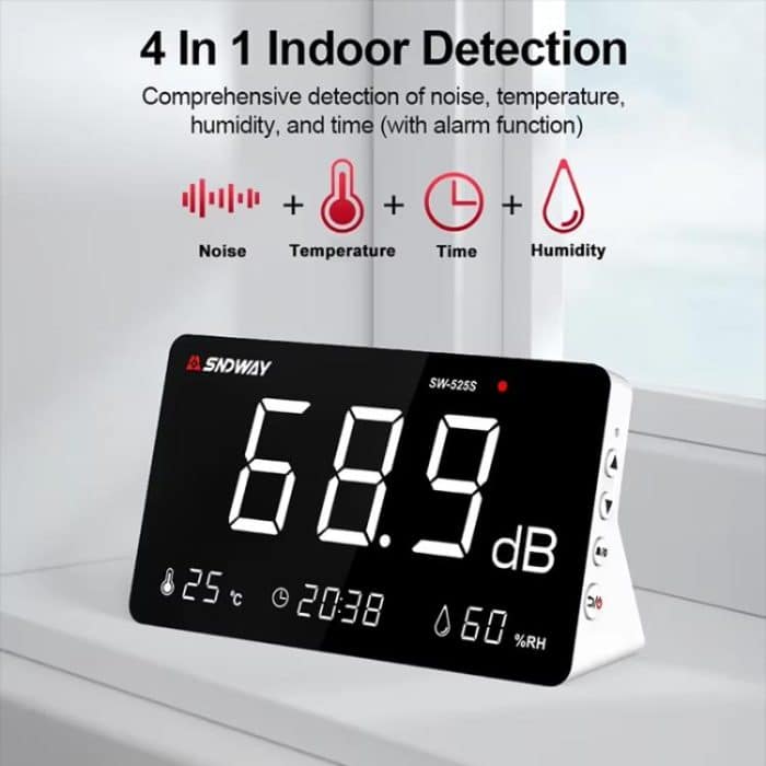 Desktop Noise Meter Temperature and Humidity Meter Decibel Meter Environmental Noise Monitor, SW-525S – Bild 4