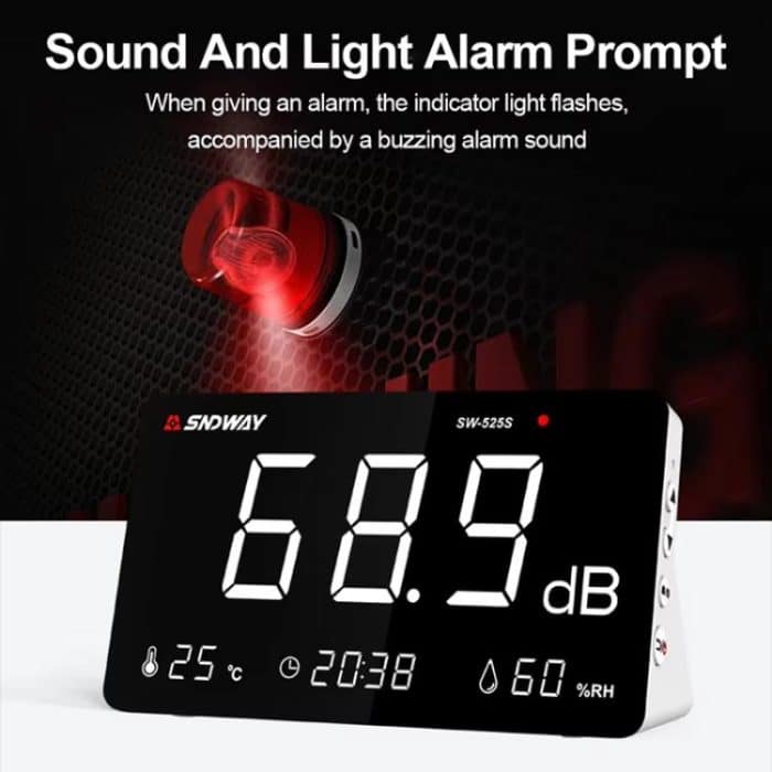 Desktop Noise Meter Temperature and Humidity Meter Decibel Meter Environmental Noise Monitor, SW-525S – Bild 6