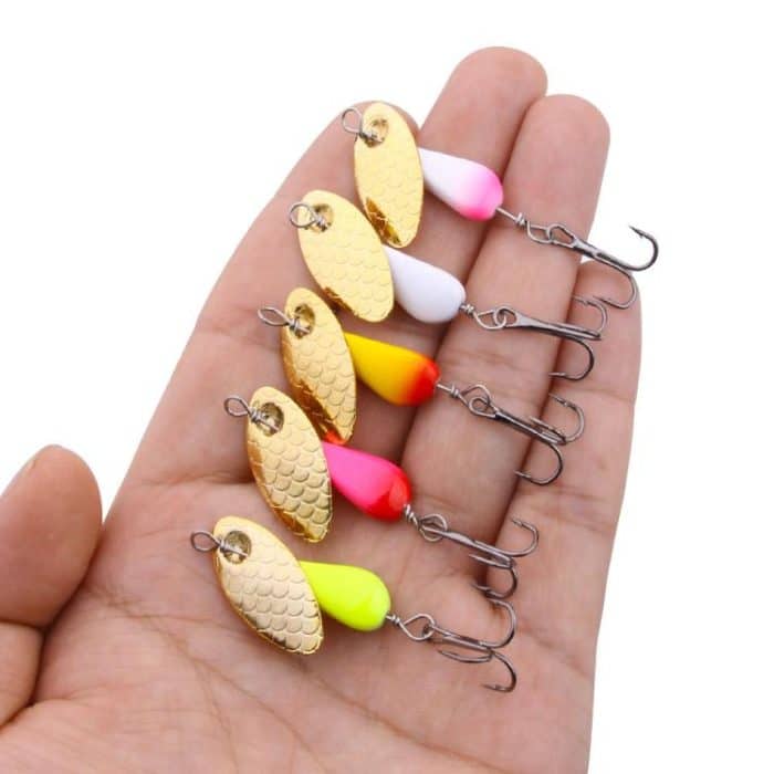 HENGJIA Single Hook Sequins Road Runner Bait Fishing False Lures, 5colors / Box – Bild 7