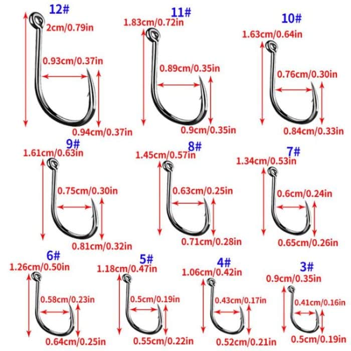 HENGJIA FH032 3-12# Outdoor Fishing Single Hook With Ring, 500pcs / Box – Bild 3