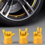 4pcs /Set Car Gesture Valve Tire Decorative Rubber Cap, Yellow Middle Finger, Black Middle Finger, Yellow OK, Black OK, Yellow Rock, Black Rock, Yellow Yeah, Black Yeah, Yellow Six, Black Six – Bild 6