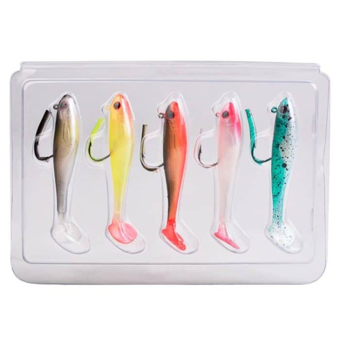 5pcs / Set T-Tail Lua False Bait Single Hook Full Swimming Submerged Imitation Soft Lure, PROBEROS DW6092N6A, PROBEROS DW6092N12A, PROBEROS DW6092N6B, PROBEROS DW6092N12B – Bild 1