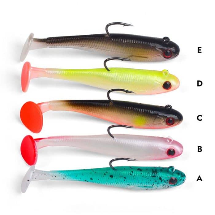 5pcs / Set T-Tail Lua False Bait Single Hook Full Swimming Submerged Imitation Soft Lure, PROBEROS DW6092N6A, PROBEROS DW6092N12A, PROBEROS DW6092N6B, PROBEROS DW6092N12B – Bild 2