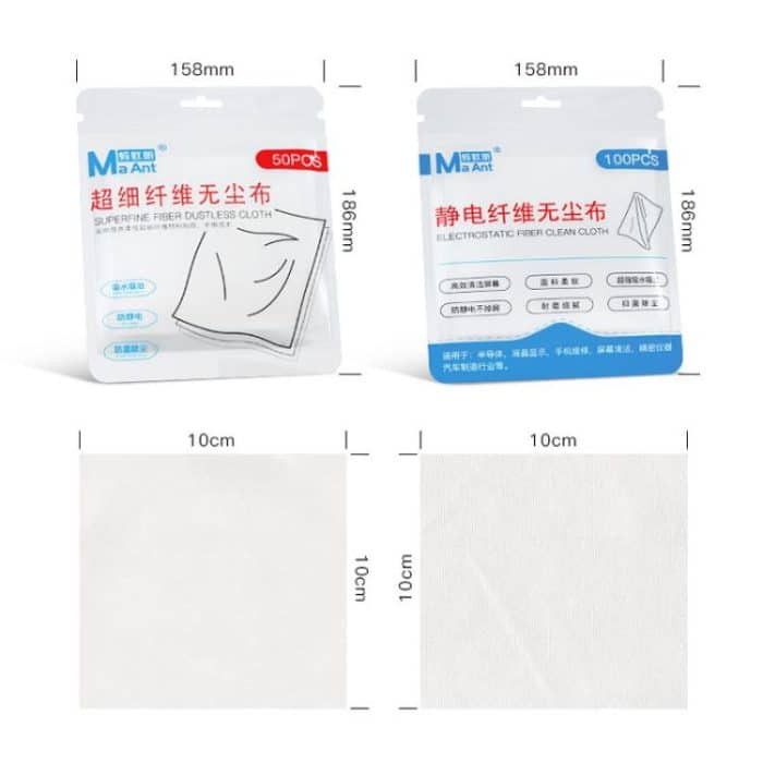 Cell Phone Film Repair Anti-Static Dustless Cloth Industrial Wiping Cloths Lint Free Cleaning Cloths, MaAnt 50pcs /Pack Superfine Fiber Dustless Cloth, MaAnt 100pcs /Pack Electrostatic Fiber Dustless Cloth – Bild 7
