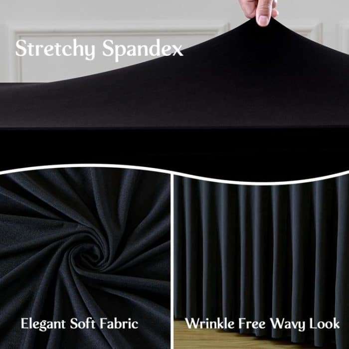 Spandex Table Skirt for Rectangle Table Stretchable Wrinkle Resistant Tablecloth for Weddings Parties Tradeshows, 122x60x76cm, 183x76x76cm, 243x76x76cm – Bild 3