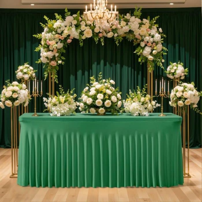 Spandex Table Skirt for Rectangle Table Stretchable Wrinkle Resistant Tablecloth for Weddings Parties Tradeshows, 122x60x76cm, 183x76x76cm, 243x76x76cm – Bild 5