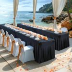 Spandex Table Skirt for Rectangle Table Stretchable Wrinkle Resistant Tablecloth for Weddings Parties Tradeshows, 122x60x76cm, 183x76x76cm, 243x76x76cm – Bild 9