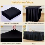 Spandex Table Skirt for Rectangle Table Stretchable Wrinkle Resistant Tablecloth for Weddings Parties Tradeshows, 122x60x76cm, 183x76x76cm, 243x76x76cm – Bild 10