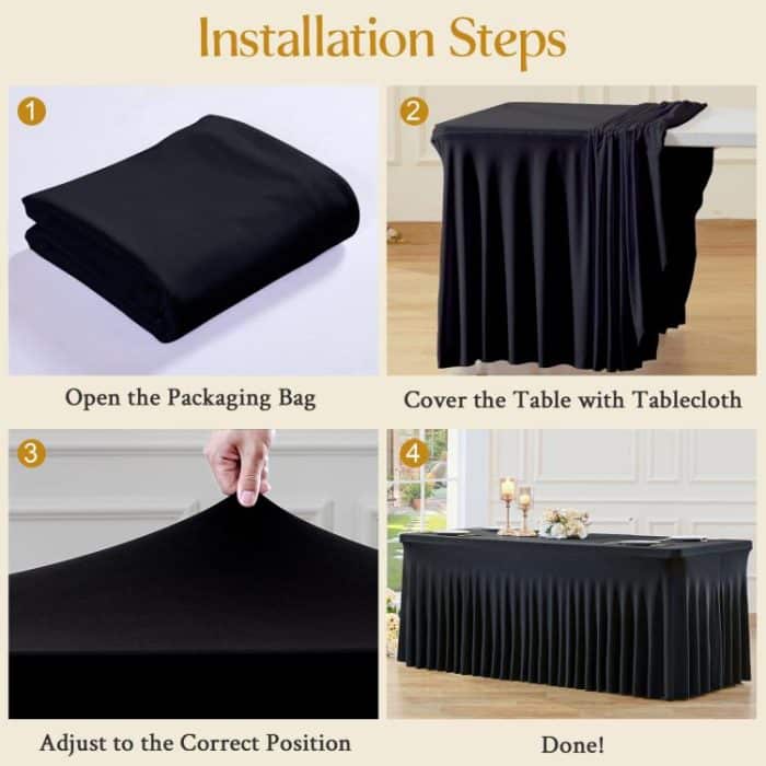 Spandex Table Skirt for Rectangle Table Stretchable Wrinkle Resistant Tablecloth for Weddings Parties Tradeshows, 122x60x76cm, 183x76x76cm, 243x76x76cm – Bild 10
