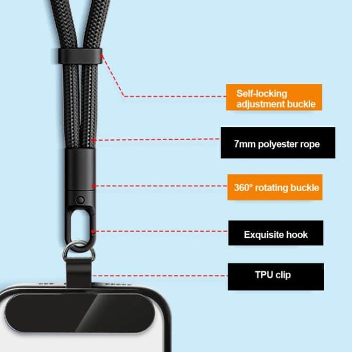 Adjustable Phone Lanyard With Self-Locking 360-Degree Rotatable Anti-Tangle Design & TPU Clip, Neck Black, Neck Orange, Neck Green, Crossbody Black, Crossbody Orange, Crossbody Green – Bild 8