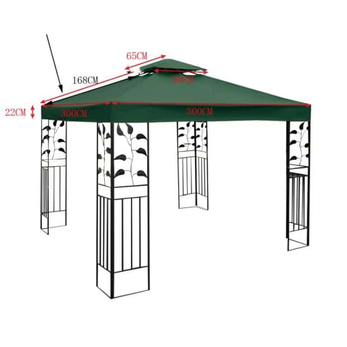 3x3m  Garden Gazebo Top Cover Canopy Replacement Top Patio Roof Awning for Outdoor Terrace, Garden Tent, Pergola – Bild 3