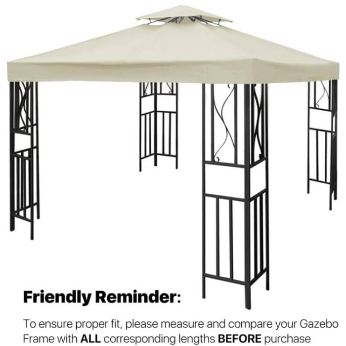 3x3m  Garden Gazebo Top Cover Canopy Replacement Top Patio Roof Awning for Outdoor Terrace, Garden Tent, Pergola – Bild 6