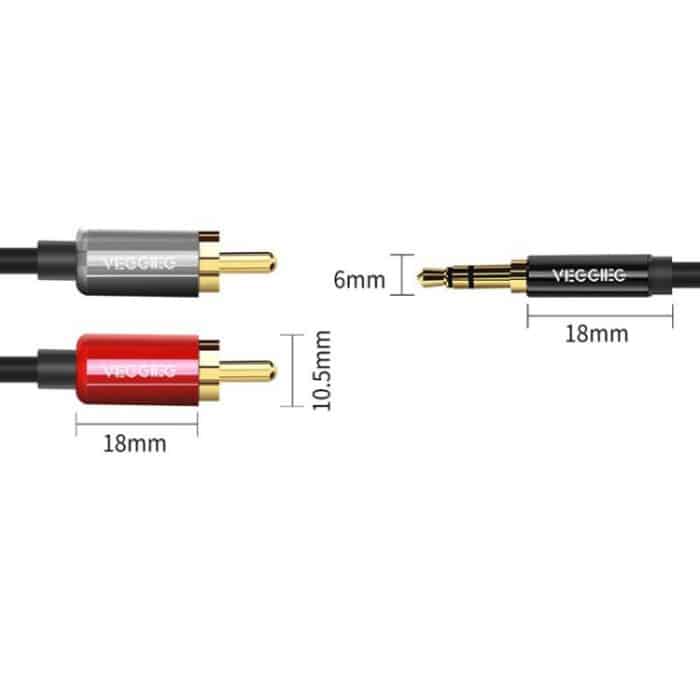 VEGGIEG 3.5mm 3.5 To 2RCA Audio Cable Cell Phone Computer Speaker Connection Cable, 1m, 1.5m, 2m, 3m, 5m, 8m, 10m, 15m, 20m – Bild 3