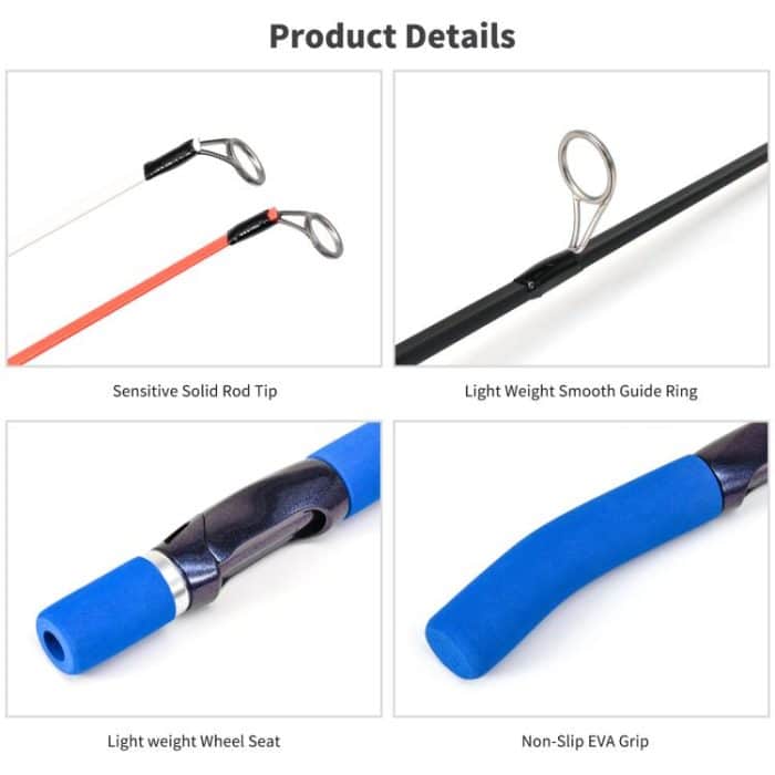 LEO 28307 58cm Curved Handle Flat Tip Ice Fishing Rods Knuckle Solid Fishing Rods – Bild 5
