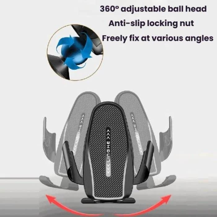 Carbon Fiber Clip-on Gravity Air Outlet Car Phone Holder, Black Hawkbill Clip, Black Straight Clip, Black Hook Clip – Bild 5