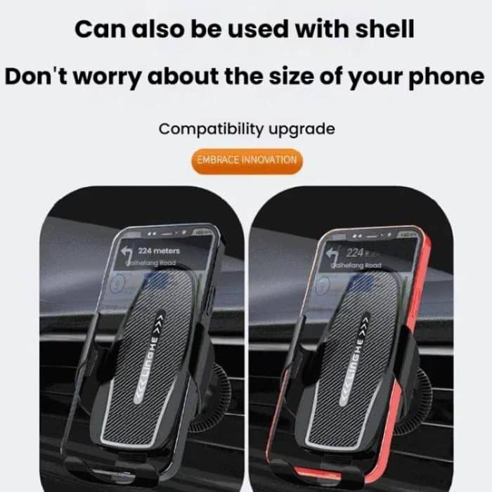 Carbon Fiber Clip-on Gravity Air Outlet Car Phone Holder, Black Hawkbill Clip, Black Straight Clip, Black Hook Clip – Bild 7