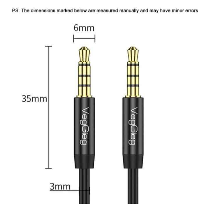 VegGieg 3.5mm Male To Male Aux Audio Cable Phone Computer Car Earphone Listening Audio Connection Cable, 1m, 2m, 3m – Bild 2