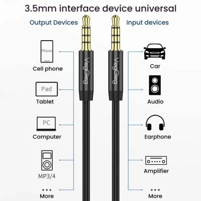 VegGieg 3.5mm Male To Male Aux Audio Cable Phone Computer Car Earphone Listening Audio Connection Cable, 1m, 2m, 3m – Bild 3