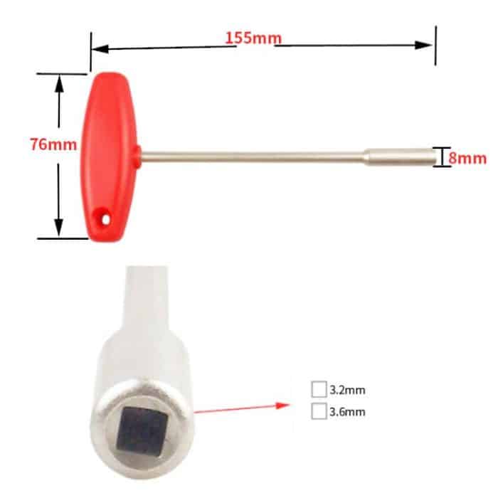 Hidden Spoke T-shaped Wrench Bicycle Tool Socket, 3.2mm Square Hole, 3.6mm Square Hole – Bild 2