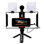 Smartphone Video Rig Kit with LED Fill Light & Microphone All-in-One Mobile Live Streaming, AY-49X