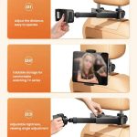 Telescopic Car Rear Pillow Phone Tablet Holder 2-Section Folding Headrest Bracket, 2-Section Plastic, 2-Section Iron – Bild 4