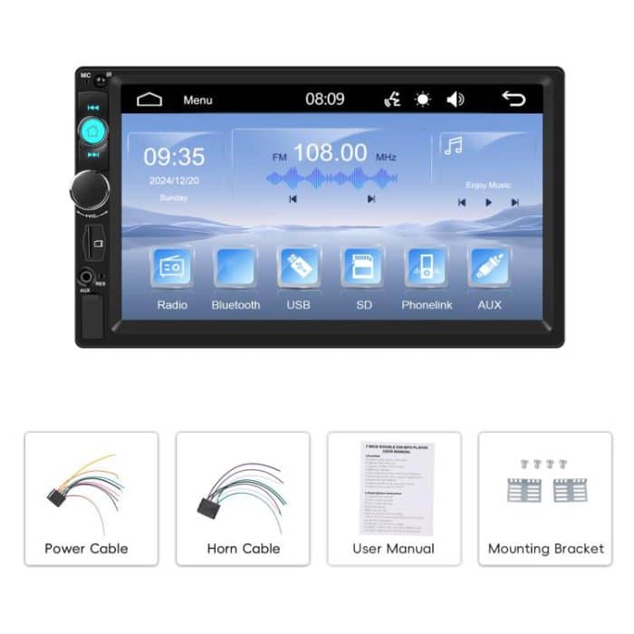 7 Zoll verdrahtetes Carplay Dual Butt MP5-Player Bluetooth Big Screen Car Center Control, Standard, Standard+12 Light Camera – Bild 14