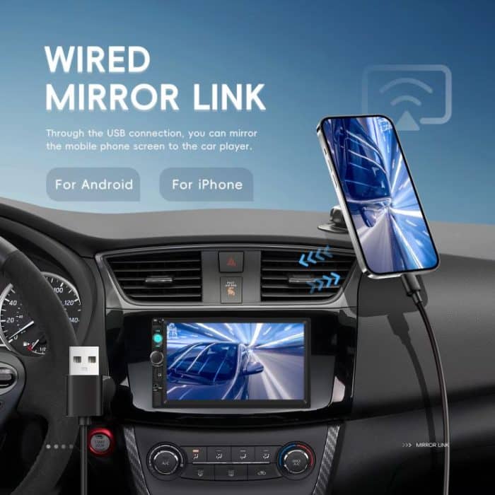 7 Zoll verdrahtetes Carplay Dual Butt MP5-Player Bluetooth Big Screen Car Center Control, Standard, Standard+12 Light Camera – Bild 9