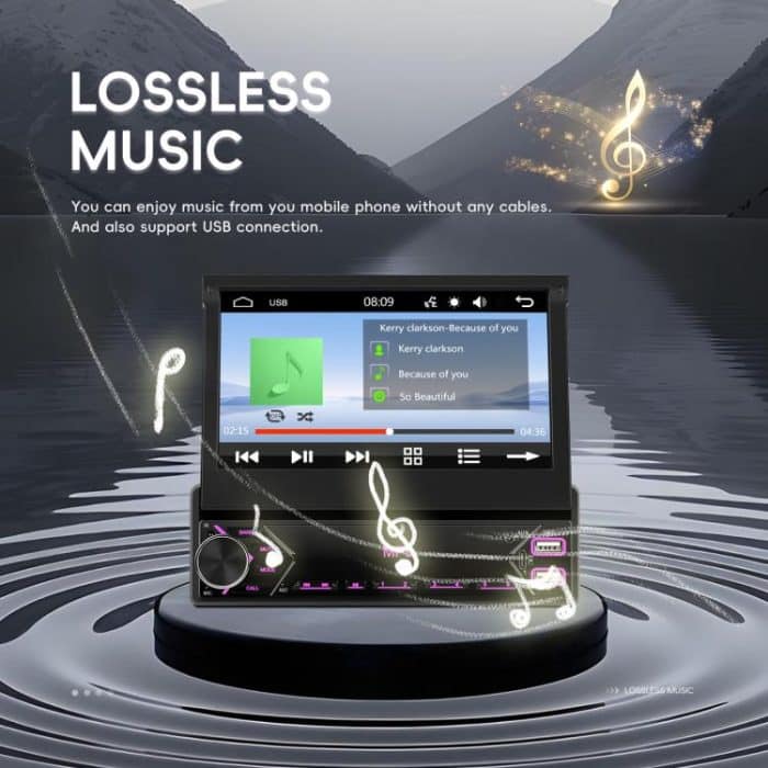 7 inch Universal Manual Retractable Screen Car MP5 Player Car Center Control All-in-One Wired Carplay, Standard, Standard+12 Light Camera – Bild 2