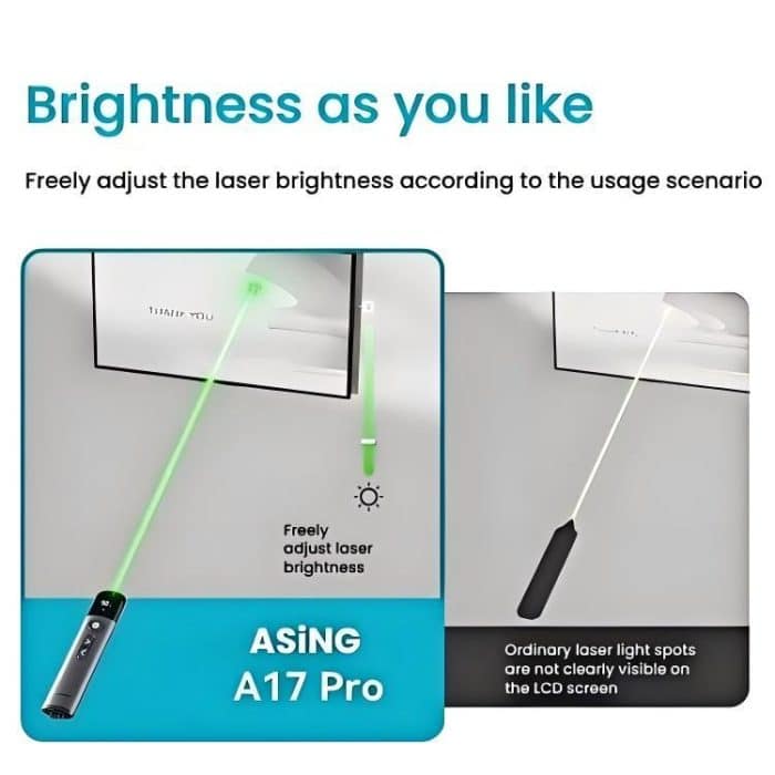 ASiNG A17 Pro Dual Mode Kabelloser Laser-Präsentationspointer – USB/Bluetooth Wiederaufladbar Einstellbare Helligkeit – Bild 4
