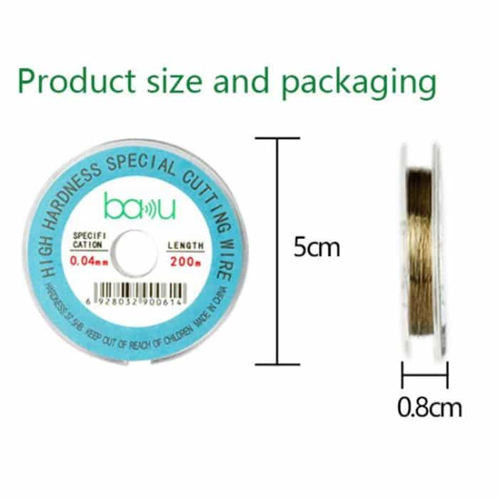 200m/329ft Carbon Steel Screen Separator Cutting Wire for Smartphone & Tablet LCD Screen Repair, BAKU 0.03mm, BAKU 0.04mm, BAKU 0.05mm, BAKU 0.06mm, BAKU 0.08mm – Bild 7