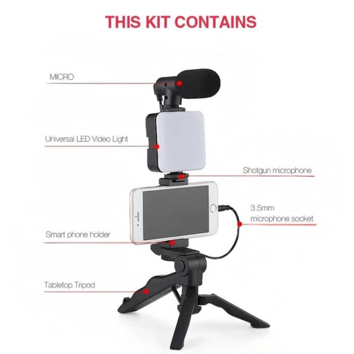 49 LEDs Streaming Lighting Kit for Phone All-in-One Video Recording Set with Tripod Stand &  Microphone, AY-49 – Bild 7