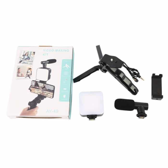 49 LEDs Streaming Lighting Kit for Phone All-in-One Video Recording Set with Tripod Stand &  Microphone, AY-49 – Bild 8