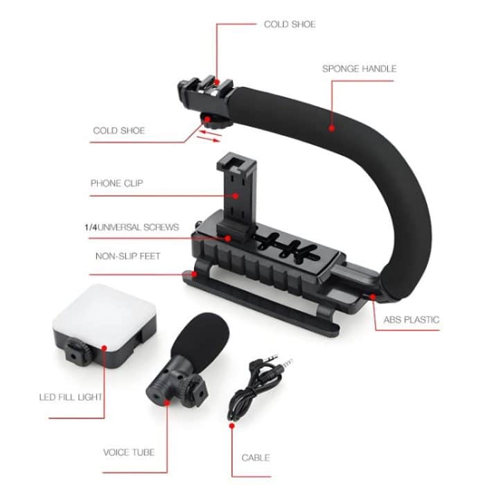 U-förmiger Griffständer mit Taschen-Fülllicht und Mikrofon mit Geräuschunterdrückung – All-in-One-Live-Streaming-Kit – Bild 4