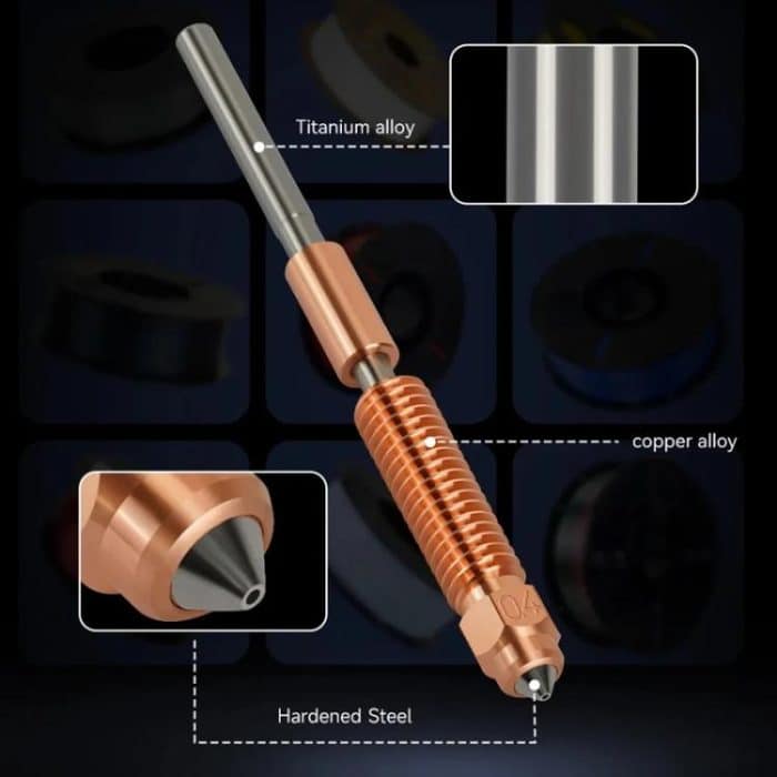 All-in-One Chrome Zirconium Copper Nozzle for Creality Ender-3 V3/K1C/K1 Max 3D Printers, 1.75/0.2mm, 1.75/0.4mm, 1.75/0.6mm, 1.75/0.8mm, 1.75/1.0mm – Bild 6