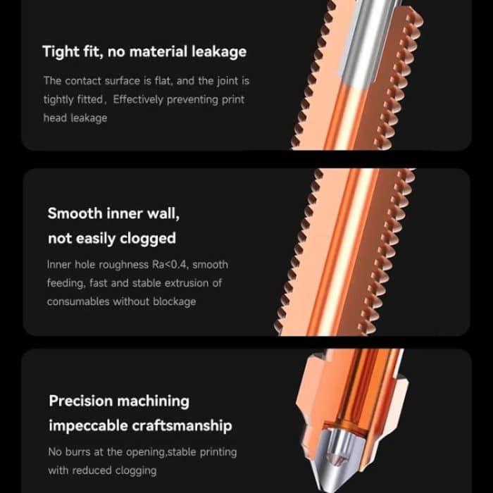 All-in-One Chrome Zirconium Copper Nozzle for Creality Ender-3 V3/K1C/K1 Max 3D Printers, 1.75/0.2mm, 1.75/0.4mm, 1.75/0.6mm, 1.75/0.8mm, 1.75/1.0mm – Bild 7