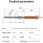 All-in-One Chrome Zirconium Copper Nozzle for Creality Ender-3 V3/K1C/K1 Max 3D Printers, 1.75/0.2mm, 1.75/0.4mm, 1.75/0.6mm, 1.75/0.8mm, 1.75/1.0mm – Bild 8
