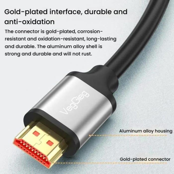 VegGieg V-H301 HDMI 2.0 HD Cable 4K 60Hz TV Set-Top Box Computer Monitor Projection Video Cable, 1.5M, 2M, 3M, 5M, 10M, 15M, 20M – Bild 4