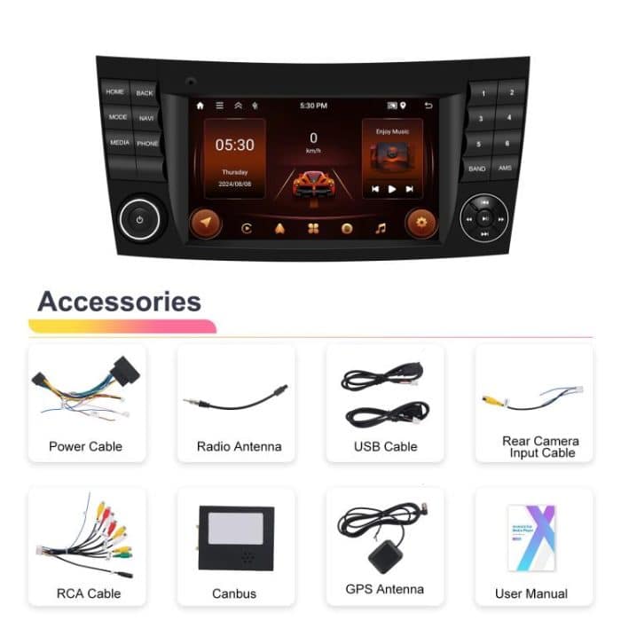 7 inch Horizontal Screen 2+64G Bluetooth Car Player Carplay Car Center Control Integrated Machine For Mercedes-Benz W211 / E200 / E220 / CLS350 / CLS500, Standard, Standard+AHD+Mic – Bild 16
